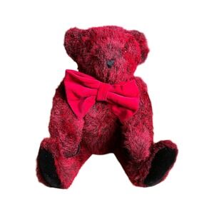 Vermont Teddy Bear Plush Kids Cranberry Red Handmade Jointed Bow - 15"